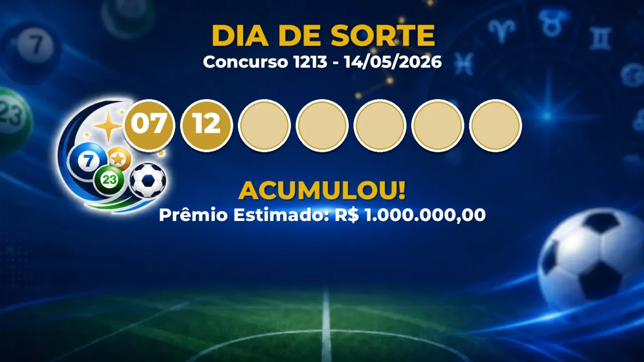 Dia de Sorte Hoje: veja as dezenas do concurso 1213 acumulado