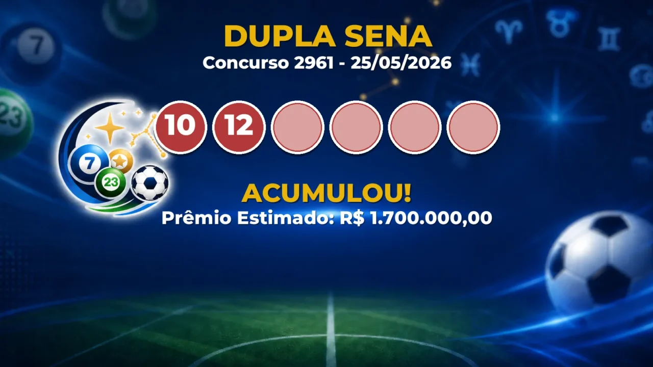 Dupla Sena Hoje: concurso 2961 acumula; confira o resultado