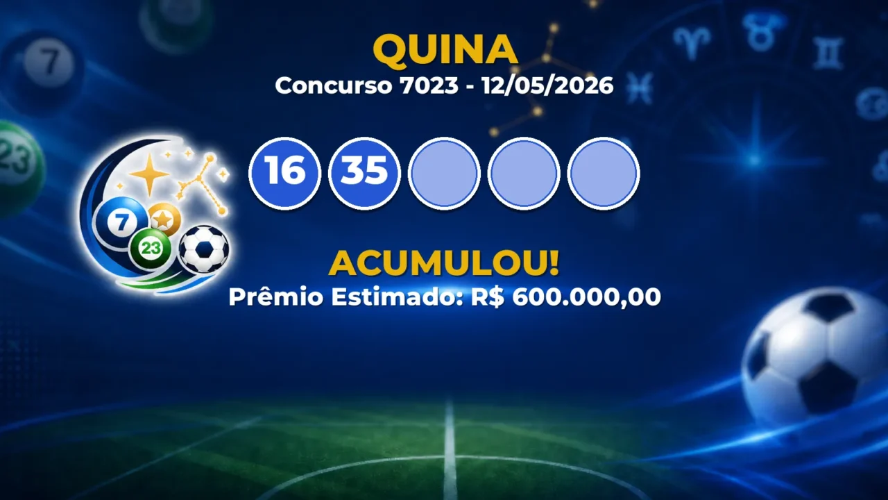 Quina Hoje: veja as dezenas do concurso 7023 acumulado