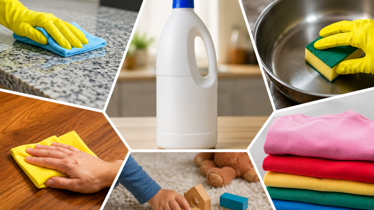 Nem toda superfície pode receber água sanitária; veja os cuidados