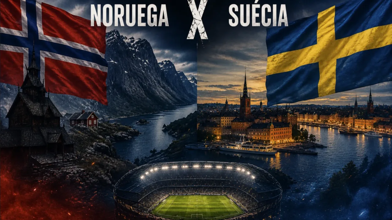 Partida internacional de futebol entre as seleções de Noruega e Suécia pelos Amistosos pré-Copa.