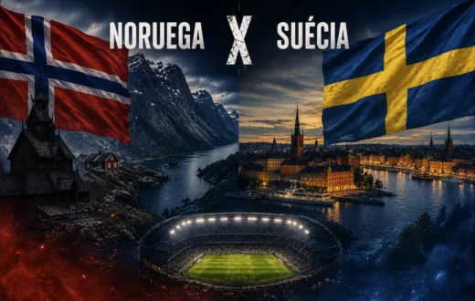Partida internacional de futebol entre as seleções de Noruega e Suécia pelos Amistosos pré-Copa.