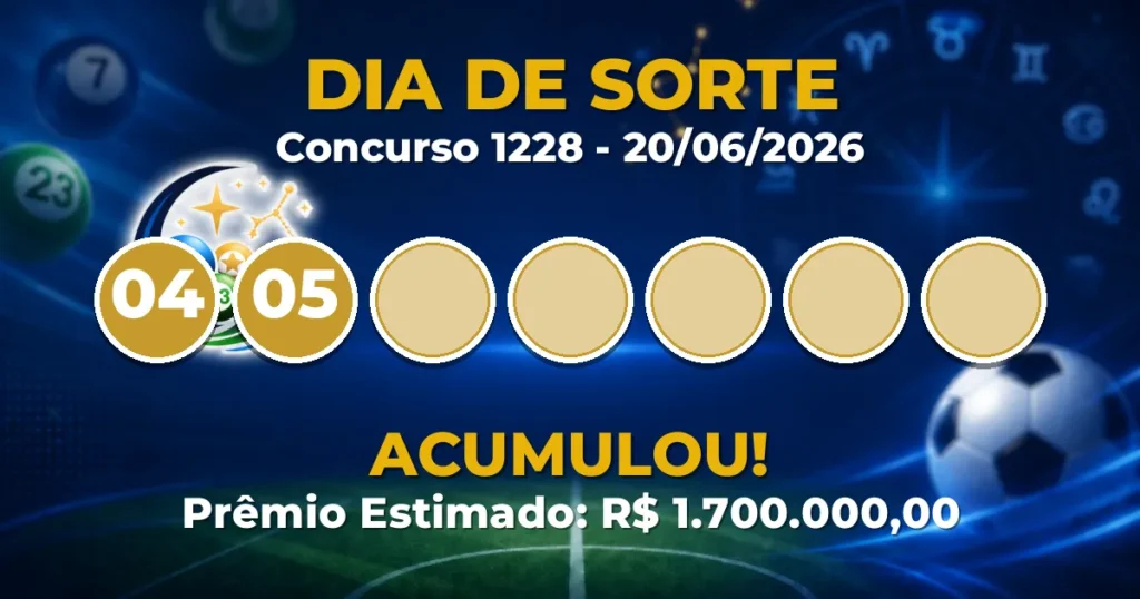 Dia de Sorte Hoje: concurso 1228 acumula; confira o resultado Dia de Sorte Hoje: concurso 1228 acumula; confira o resultado