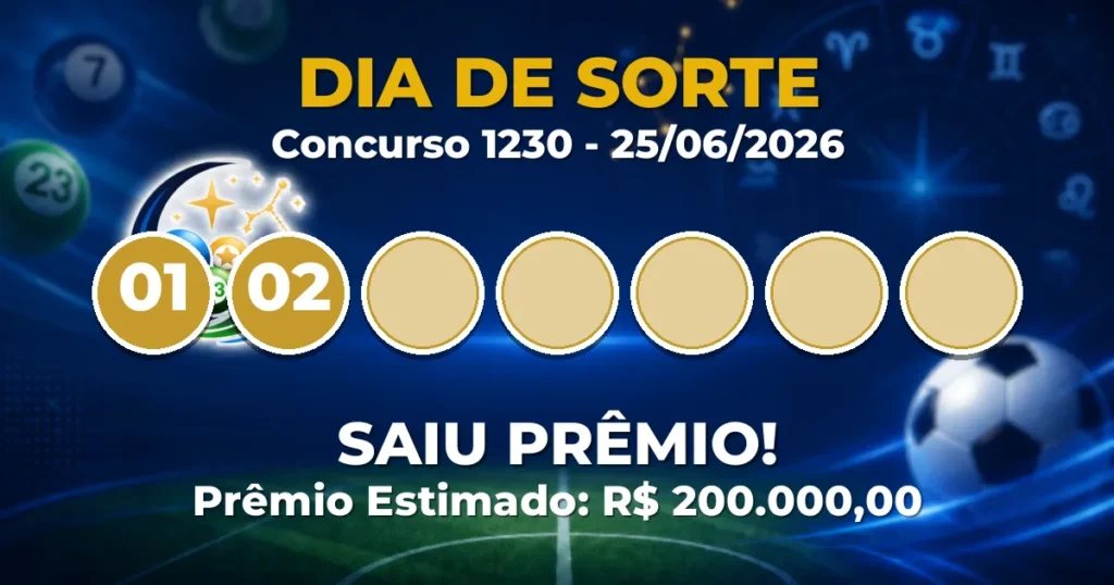 Dia de Sorte Hoje: resultado do concurso 1230 tem ganhadores
