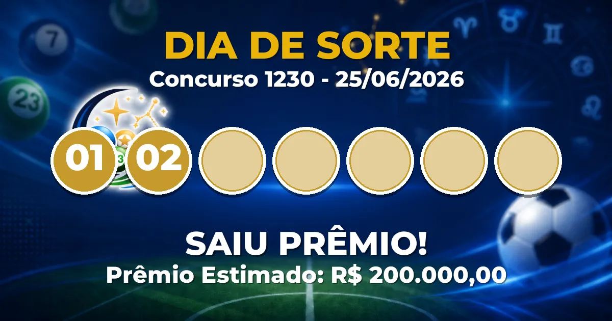 Dia de Sorte Hoje: resultado do concurso 1230 tem ganhadores