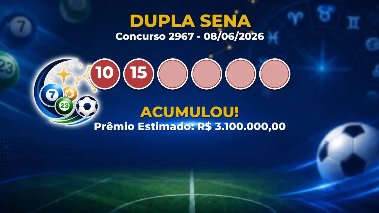 Dupla Sena Hoje: veja as dezenas do concurso 2967 acumulado