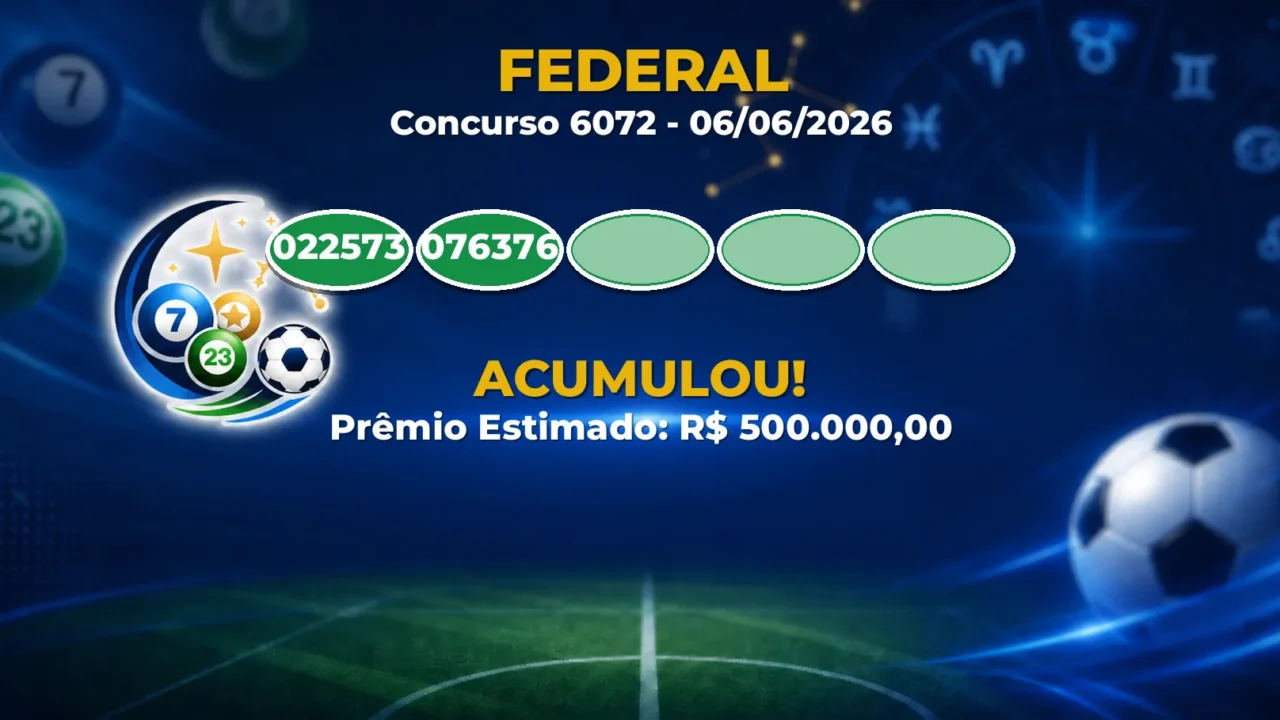 Federal Hoje: veja as dezenas do concurso 6072 acumulado