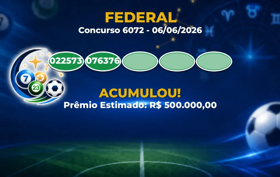 Federal Hoje: veja as dezenas do concurso 6072 acumulado