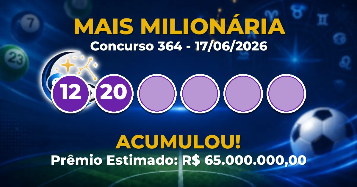 Mais Milionária Hoje: concurso 364 acumula; confira o resultado