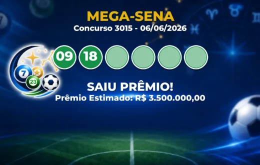 Mega-Sena Hoje: confira as dezenas sorteadas no concurso 3015