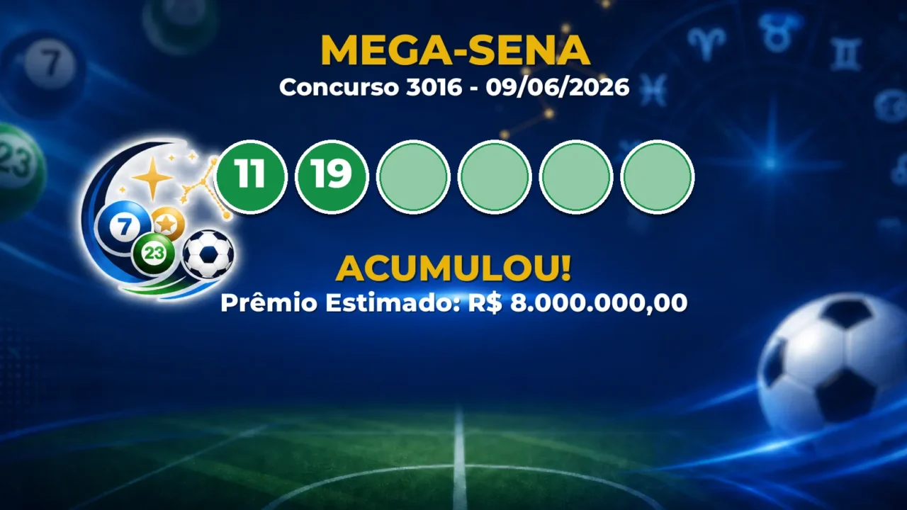 Mega-Sena Hoje: veja as dezenas do concurso 3016 acumulado