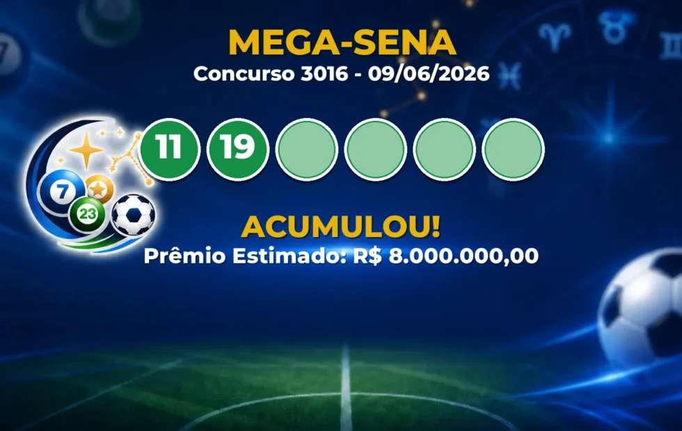 Mega-Sena Hoje: veja as dezenas do concurso 3016 acumulado Mega-Sena Hoje: veja as dezenas do concurso 3016 acumulado