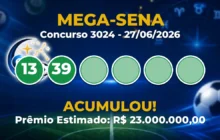 Mega-Sena Hoje: concurso 3024 acumula; confira o resultado