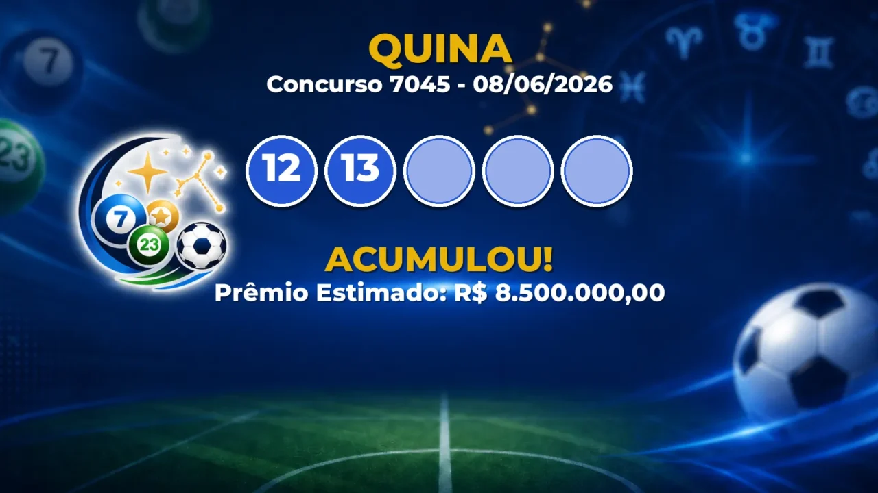 Quina Hoje: concurso 7045 acumula; confira o resultado