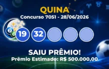 Quina Hoje: resultado do concurso 7051 tem ganhadores