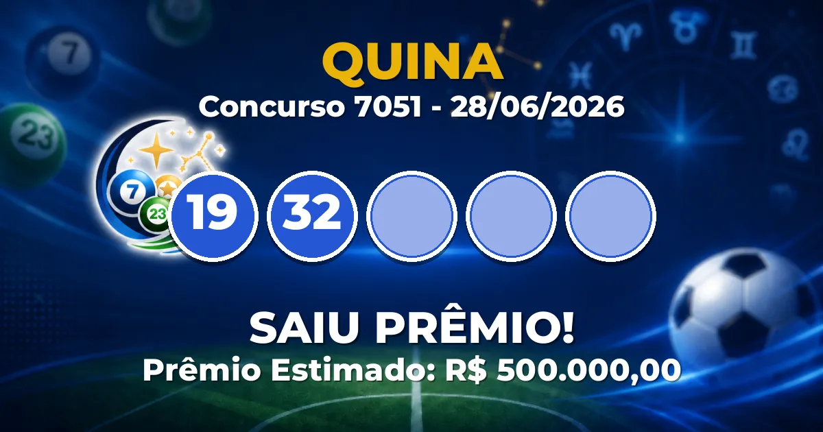 Quina Hoje: resultado do concurso 7051 tem ganhadores