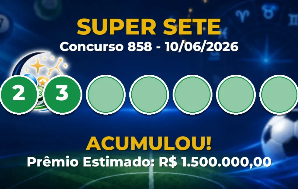 Super Sete Hoje: concurso 858 acumula; confira o resultado