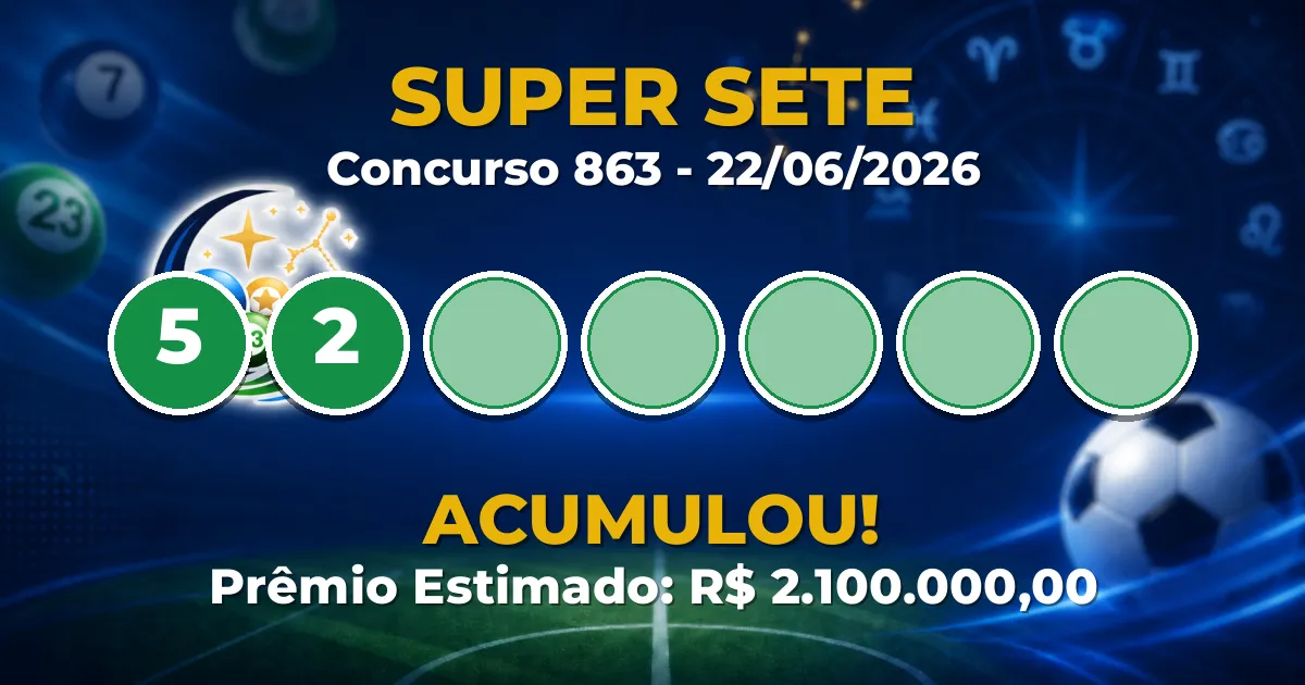 Super Sete Hoje: concurso 863 acumula; confira o resultado
