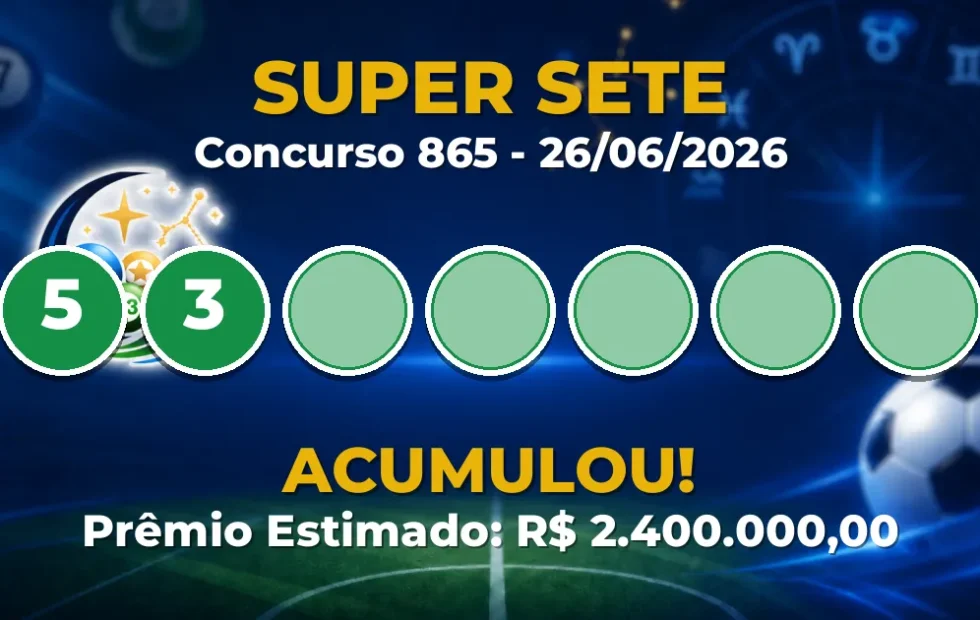 Super Sete Hoje: concurso 865 acumula; confira o resultado