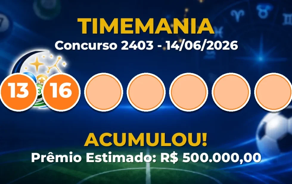 Timemania Hoje: concurso 2403 acumula; confira o resultado