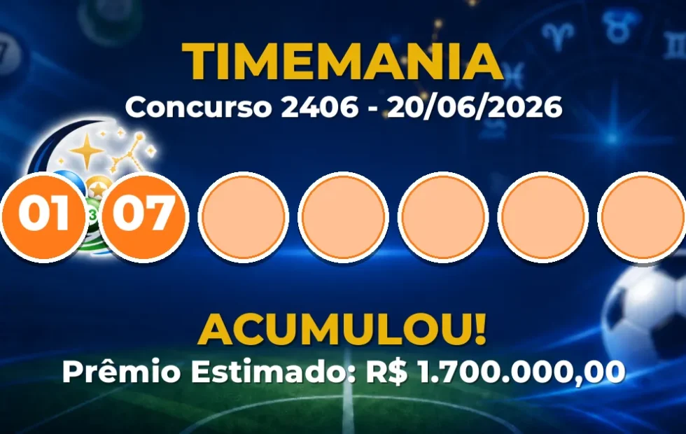 Timemania Hoje: concurso 2406 acumula; confira o resultado
