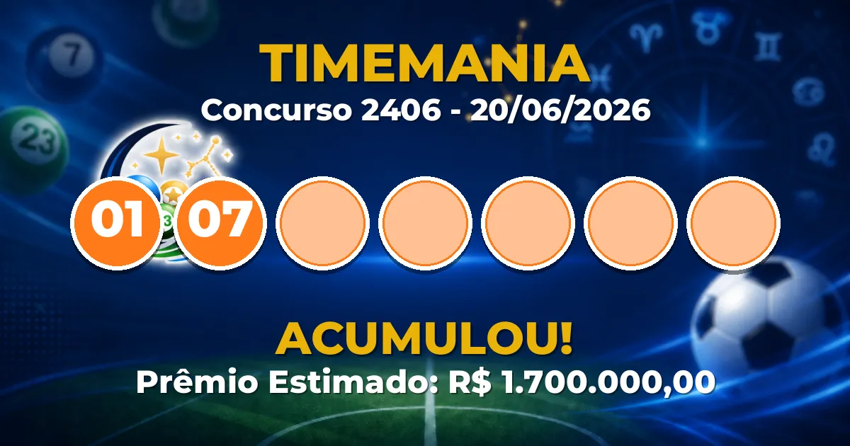 Timemania Hoje: concurso 2406 acumula; confira o resultado
