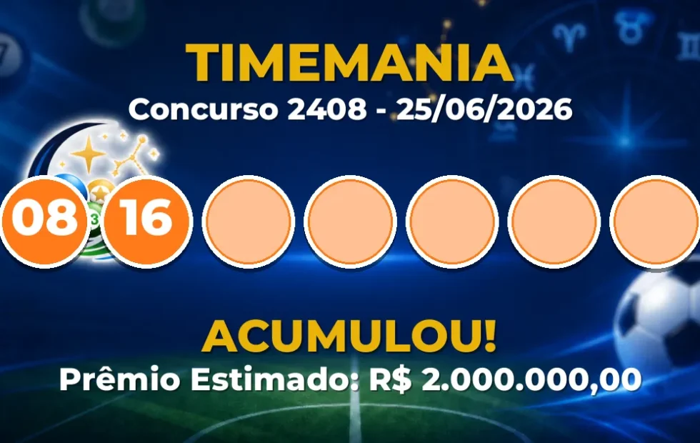 Timemania Hoje: concurso 2408 acumula; confira o resultado