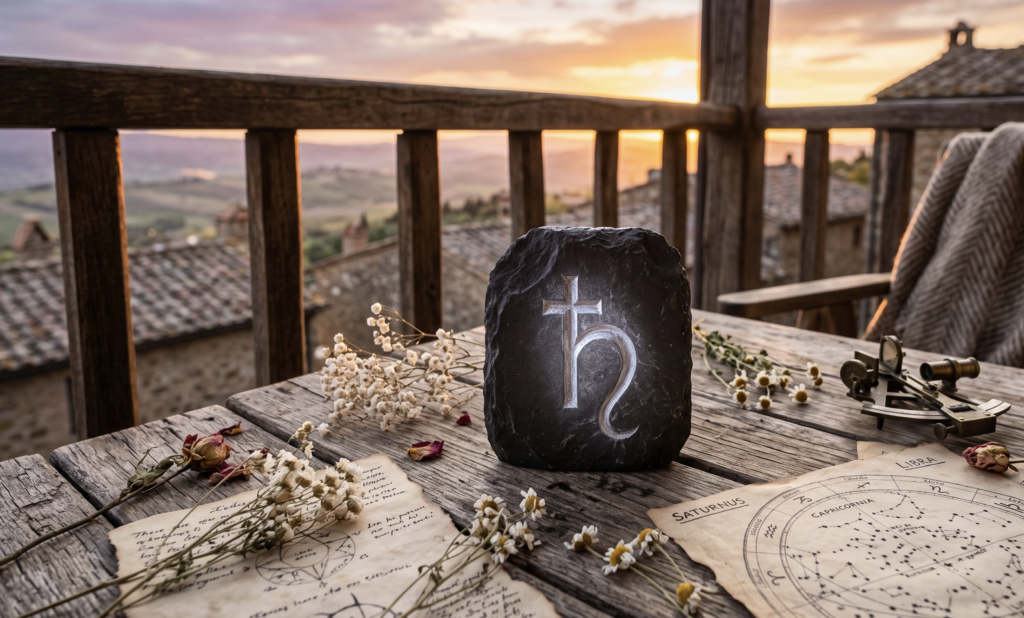 Horóscopo de hoje: Previsões completas para os 12 signos neste sábado, 4 de julho Símbolo astrológico de Saturno em pedra esculpida com luz do pôr do sol, representando a regência do sábado no horóscopo de hoje.