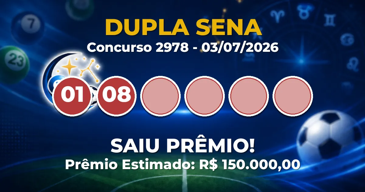 Resultado Dupla Sena de hoje: confira os números sorteados do concurso 2978