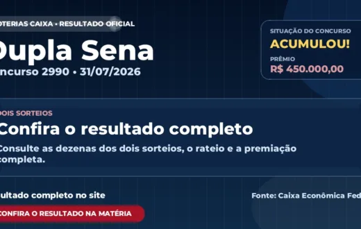 Resultado da Dupla Sena de hoje, concurso 2990