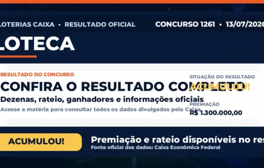 Resultado da Loteca de hoje, concurso 1261