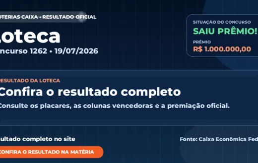 Resultado da Loteca de hoje, concurso 1262