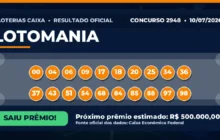 Resultado da Lotomania de hoje, concurso 2948