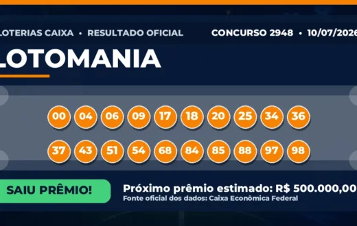 Saiu o resultado da Lotomania de hoje: confira as dezenas sorteadas Resultado da Lotomania de hoje, concurso 2948
