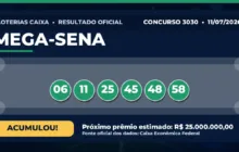Resultado da Mega-Sena de hoje, concurso 3030