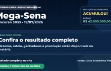 Resultado da Mega-Sena de hoje, concurso 3033