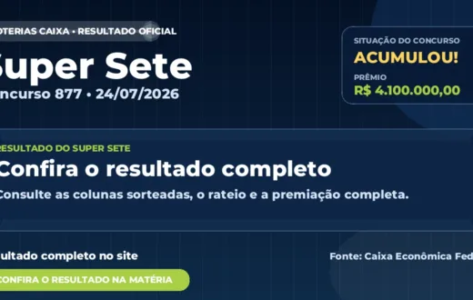 Resultado da Super Sete de hoje, concurso 877