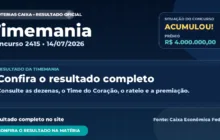 Resultado da Timemania de hoje, concurso 2415