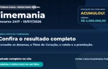 Resultado da Timemania de hoje, concurso 2417