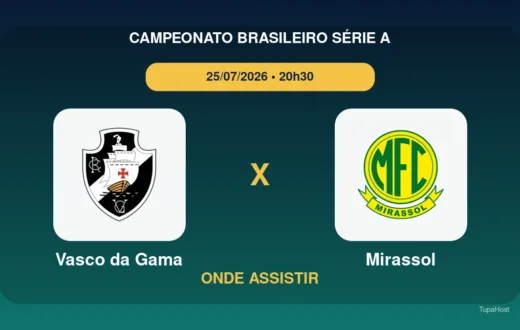 Vasco da Gama x Mirassol onde assistir