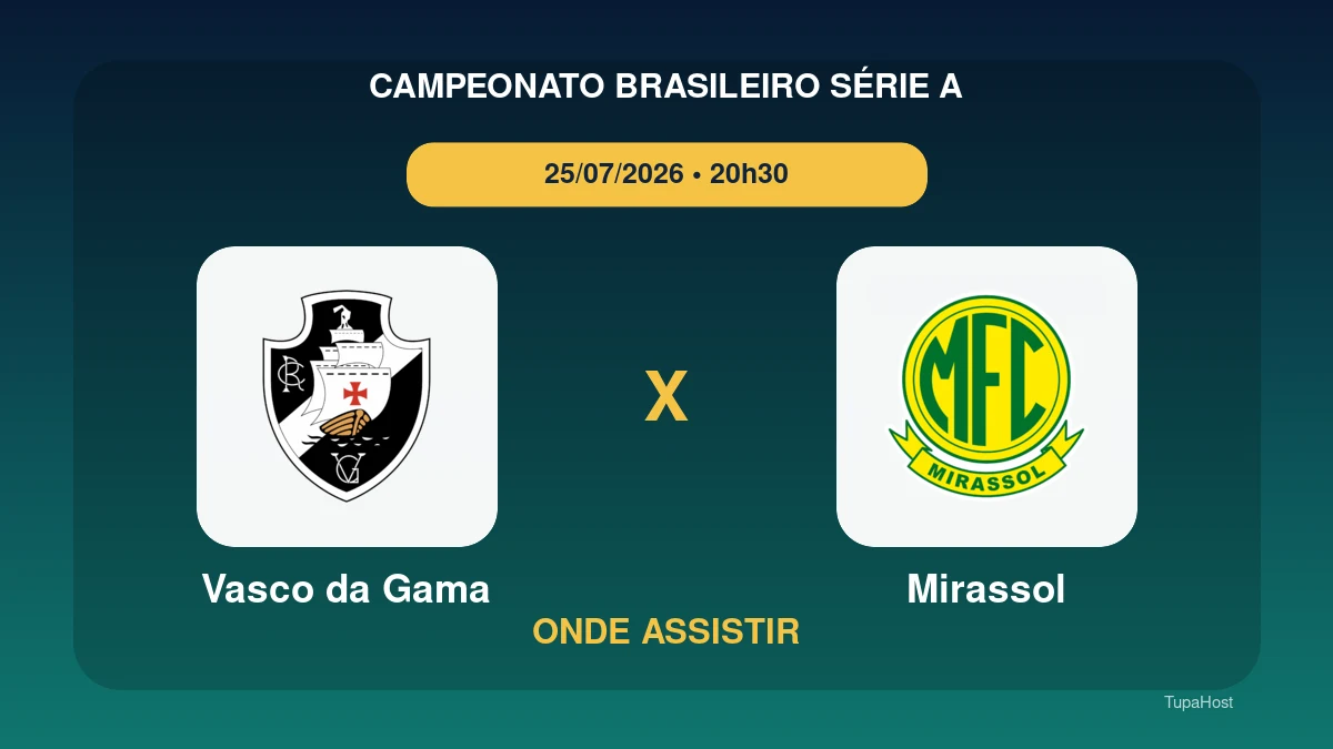 Vasco da Gama x Mirassol onde assistir