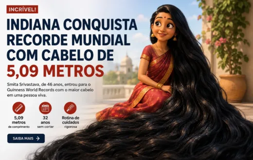 Com mais de 5 metros de extensão, indiana entra para o Guinness com o maior cabelo do mundo