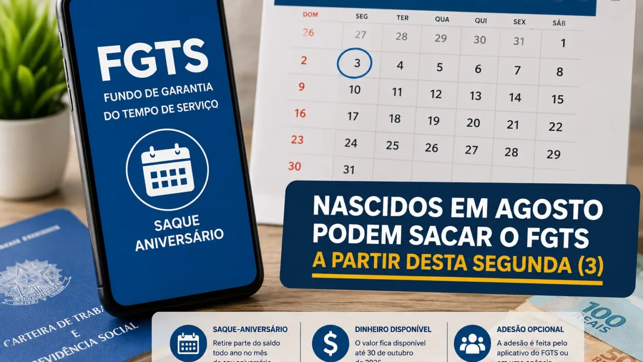 Novo lote do saque-aniversário do FGTS é liberado para nascidos em agosto