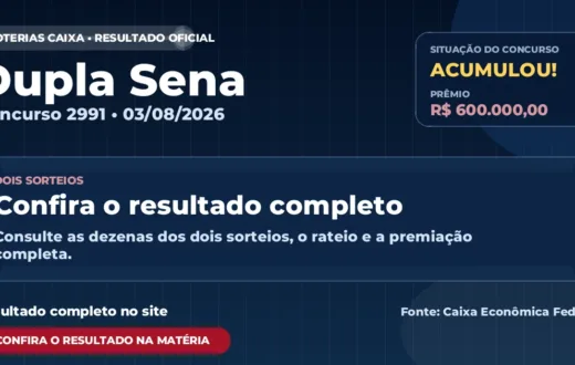 Resultado da Dupla Sena de hoje, concurso 2991