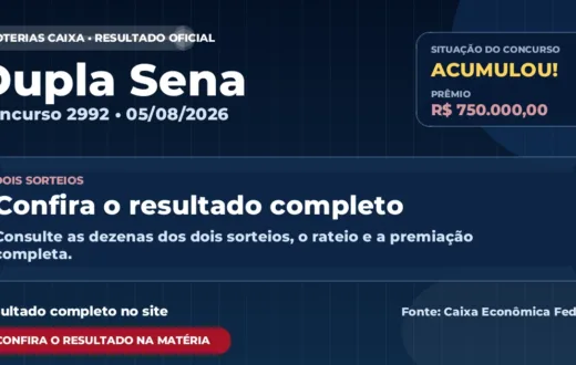 Resultado da Dupla Sena de hoje, concurso 2992