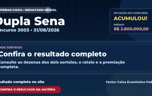 Resultado da Dupla Sena de hoje, concurso 3003