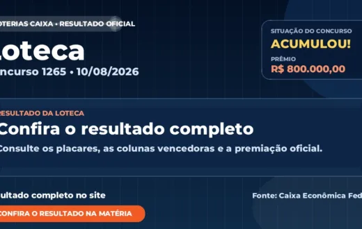 Resultado da Loteca de hoje, concurso 1265
