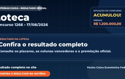 Resultado da Loteca de hoje, concurso 1266