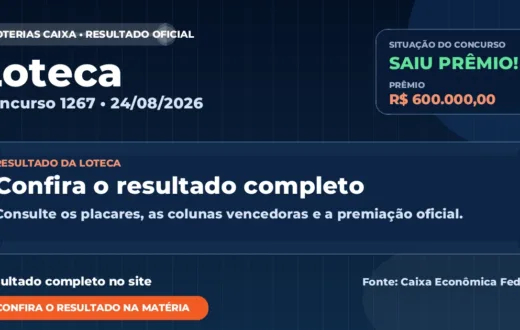 Resultado da Loteca de hoje, concurso 1267