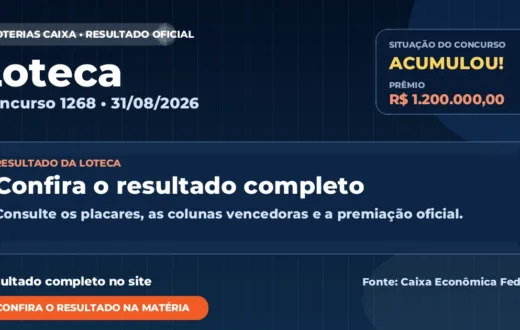 Resultado da Loteca de hoje, concurso 1268